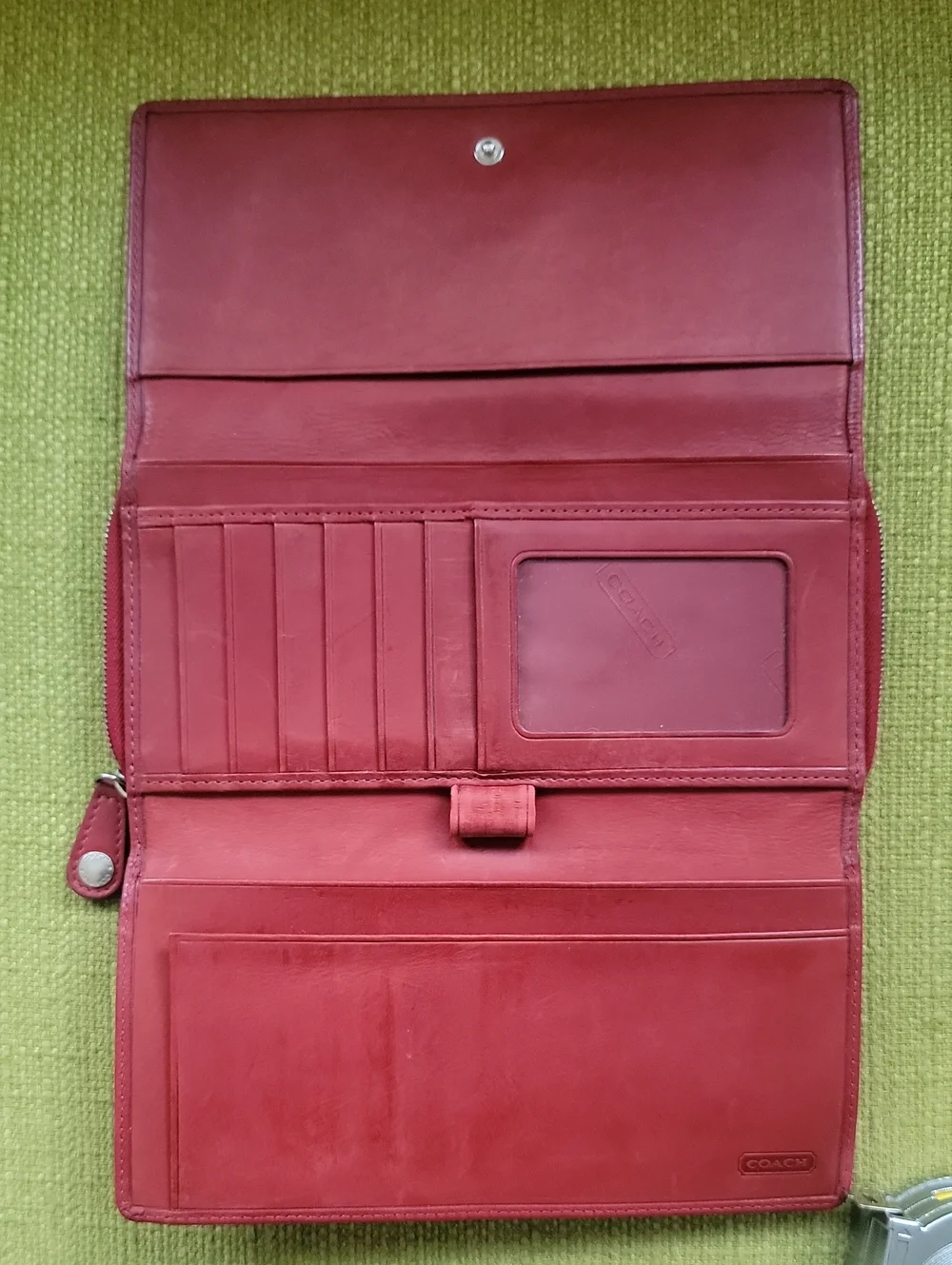 Coach Red Leather Zip Wallet